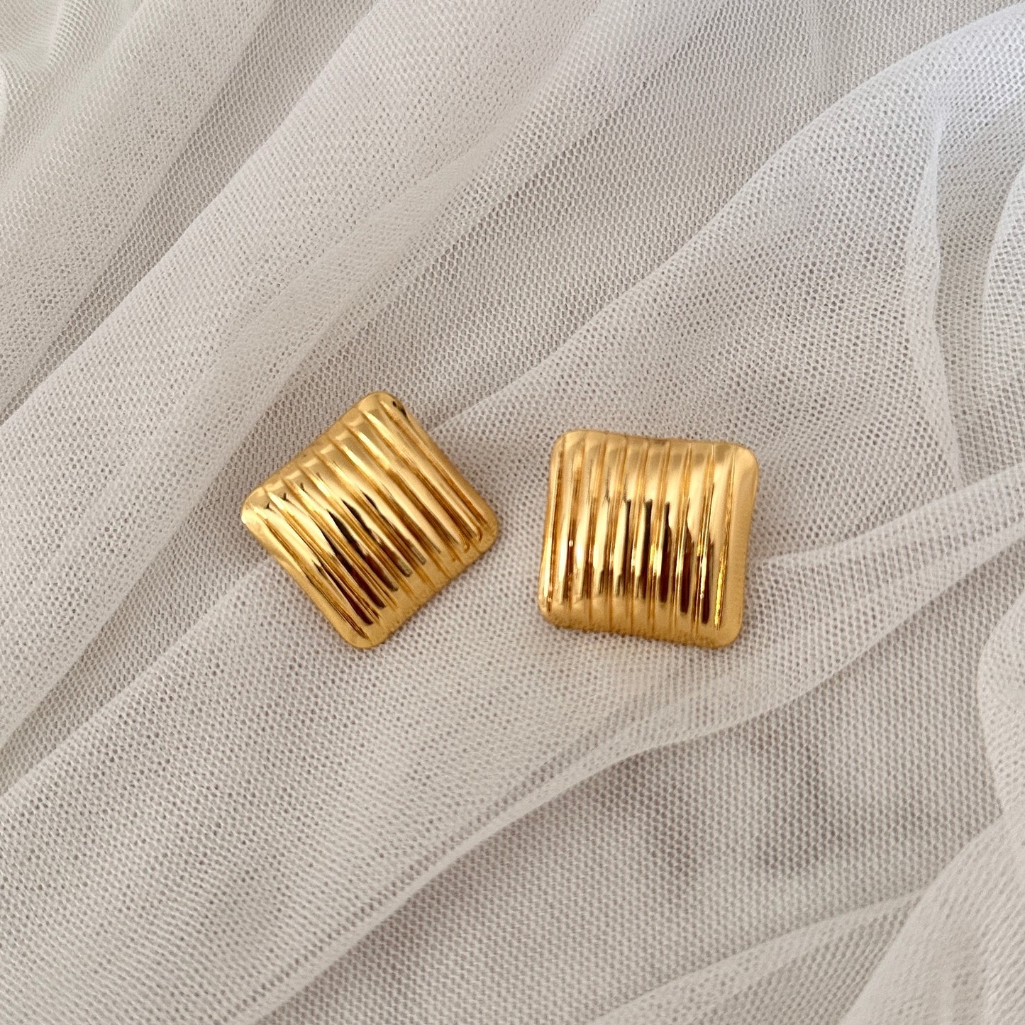 Luxe texted square studs